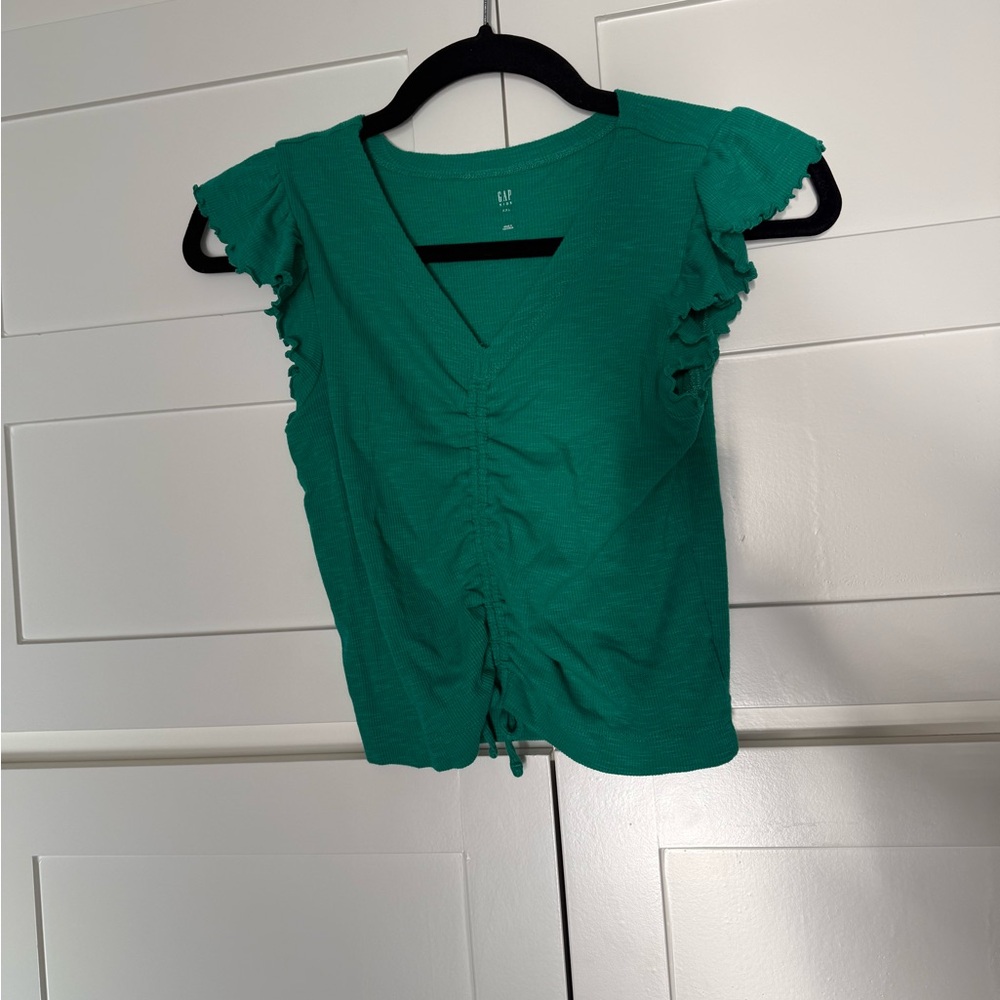 GAP Teal Ruched Short Sleeve Tee